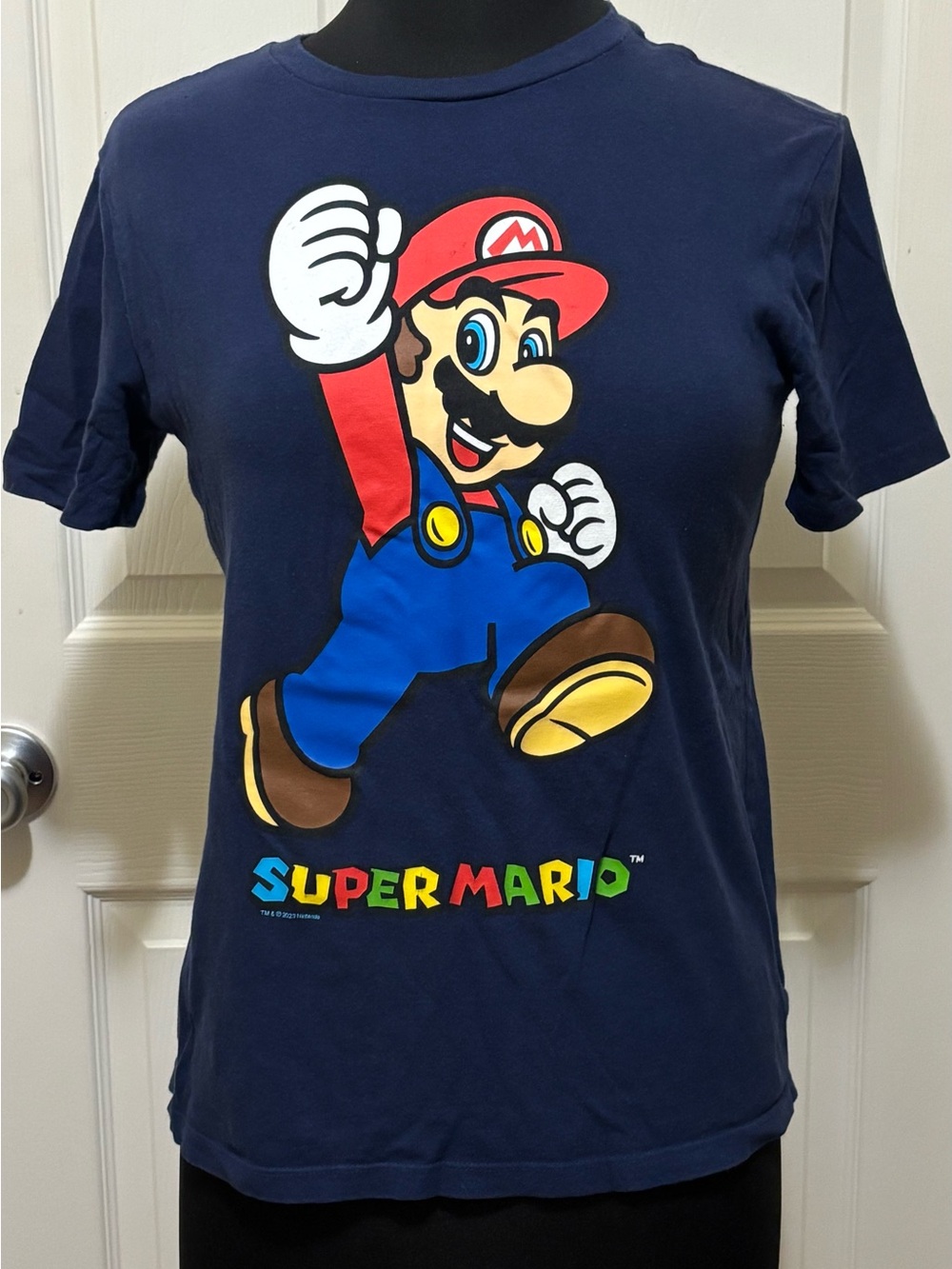 Old Navy Super Mario Boys XL 14-16 Navy Tee Shirt Nintendo Graphic Fits Adult S